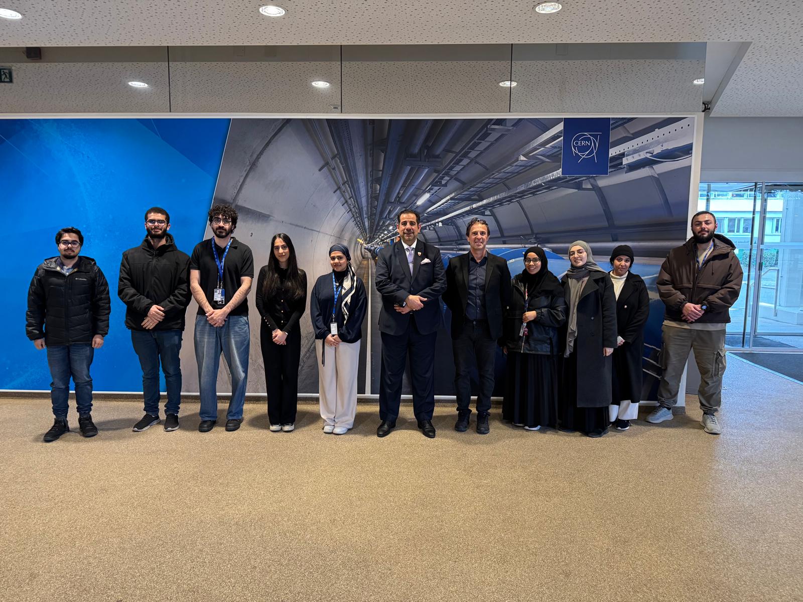 Bahraini Ambassador Meets University of Bahrain Students Training at CERN in Geneva