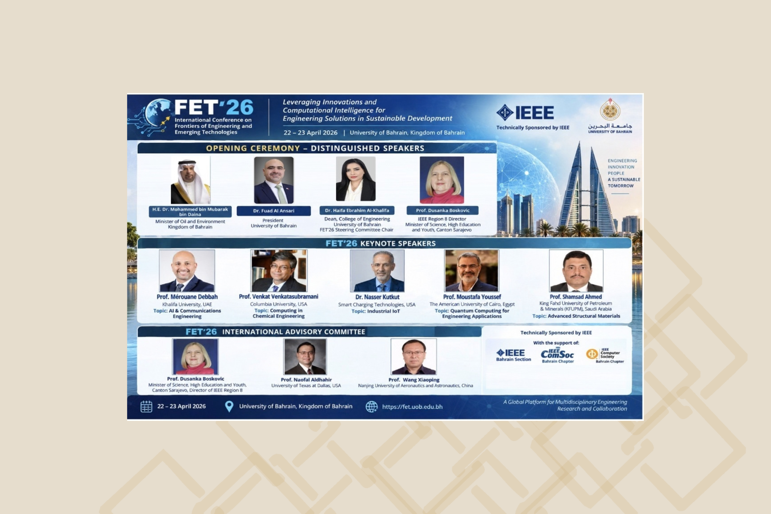University of Bahrain Publishes 208 FET 26 Conference Papers on IEEE’s Global Research Platform
