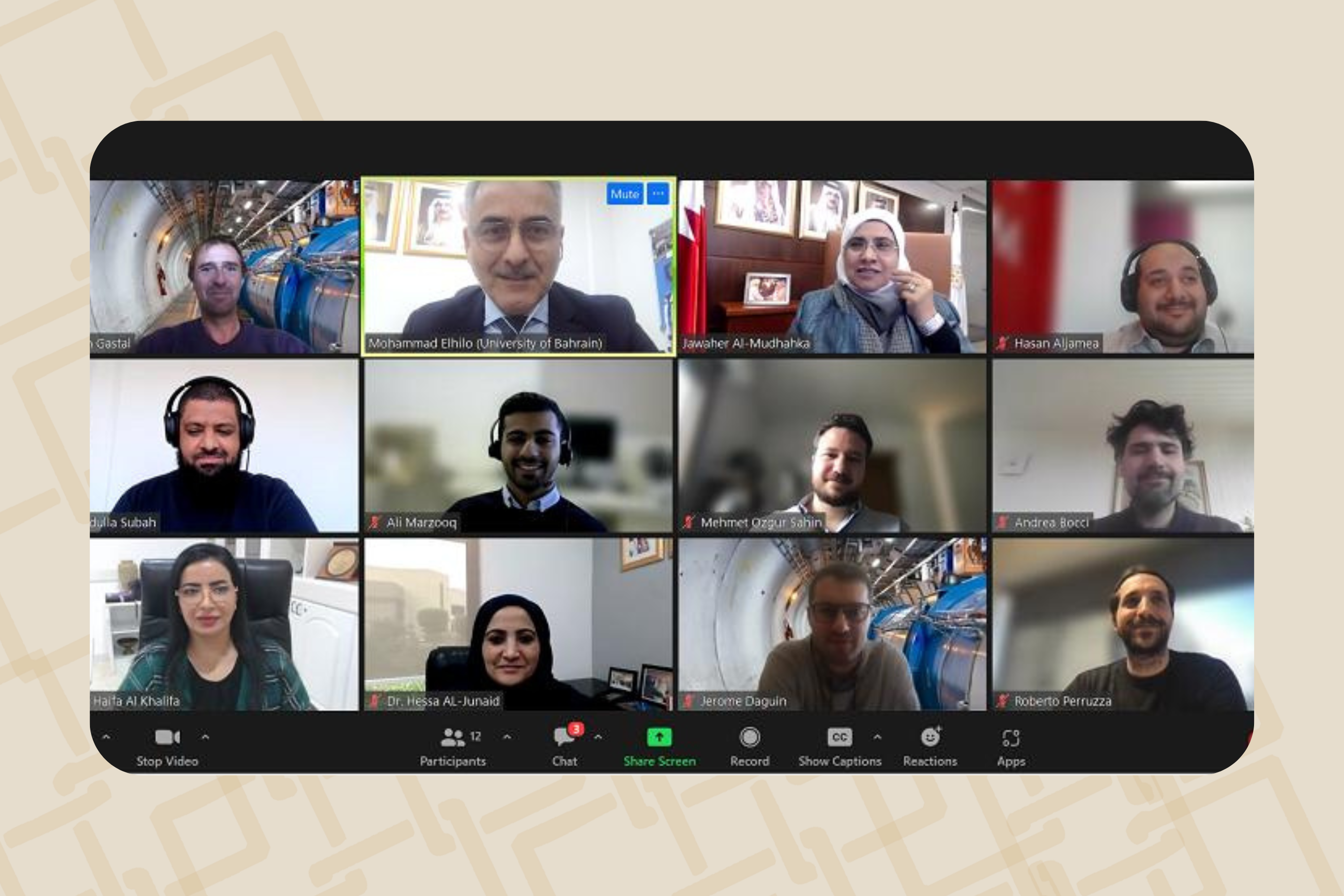 ضم موظفين وطلبة دراسات عليا مبتعثين رئيسة جامعة البحرين تجتمع بمنفذي مشاريع لدى المنظمة الأوروبية للأبحاث النووية “سيرن”